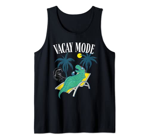 Vacay Mode Kids T-Rex dinosaurio a juego vacaciones familiares Camiseta sin Mangas
