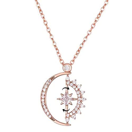 Collier To My Badass Squad, We Always Have Each Others Back, Collier Soleil Étoile et Lune en Argent Sterling S925, Collier Soleil Géométrique All-Match pour Femmes Filles (or rose) Cover