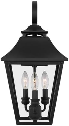 Galena - 3 Light Outdoor Medium Wall Lantern in Traditional Style-19 Inches Tall and 9.5 Inches Wide-Textured Black Fini