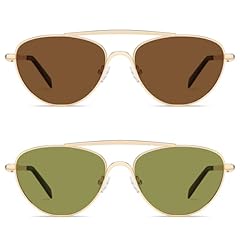 2 Pack Gold Frame Brown Lens + Gold Frame Light Green Lens
