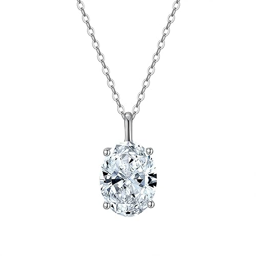 Collier argent pour femme pendentif ovale zircone solitaire tendance