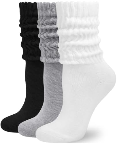 Image of Rehelu Womens Scrunch Crew Socks Cushioned Cotton Retro Slouchy Boot Socks