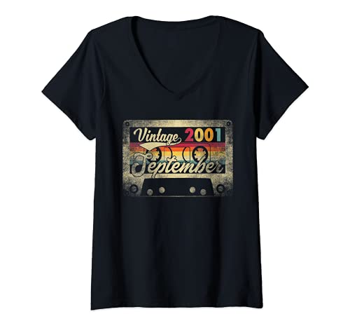 Donna September 2001 20th Birthday Gift Retro 20 Years Old Vintage Maglietta con Collo a V