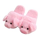 Pantoufles chaudes : style simple, parfaites pour la chambre, la cuisine, le bureau, les résidences étudiantes, etc. pantoufles en peluche rose cochon