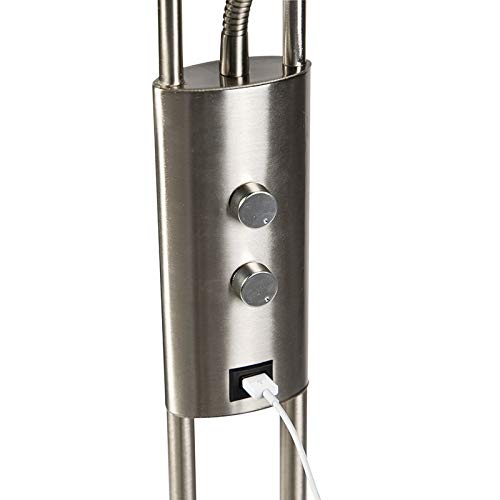 Qazqa sevilla - LED Dimmable Lampadaire avec lampe de lecture variateur inclus - 1 lumière - H 180 cm - Acier - Moderne - éclairage intérieur - Salon I Chambre I Cuisine I Salle à manger