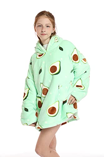 Szcmsm Hoodie Blanket For Kids Oversized Wearable Blanket Sweatshirt With Pockets Soft Warm Cozy Novelty Hoodies Blanket For Boys Girls,Avocado Green #TOP4