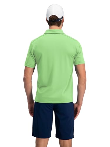 Image of Three Sixty Six Golf Shirts for Men - Dry Fit Short-Sleeve Polo, Athletic Casual Collared T-Shirt Neon Green