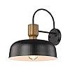 Darkaway industrial barn light fixtures wall lamps sconces with hammered metal shade black gooseneck lighting for outdoor indoor patio porch lights  urban country home decor