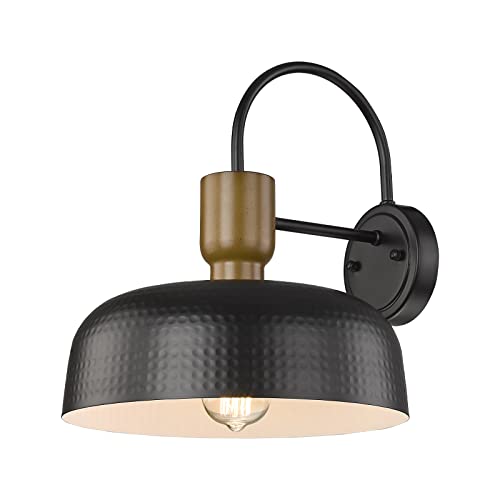 Darkaway Industrial Barn Light Fixtures Wall Lamps Sconces with Hammered Metal Shade Black Gooseneck Lighting for Outdoor Indoor Patio Porch Lights