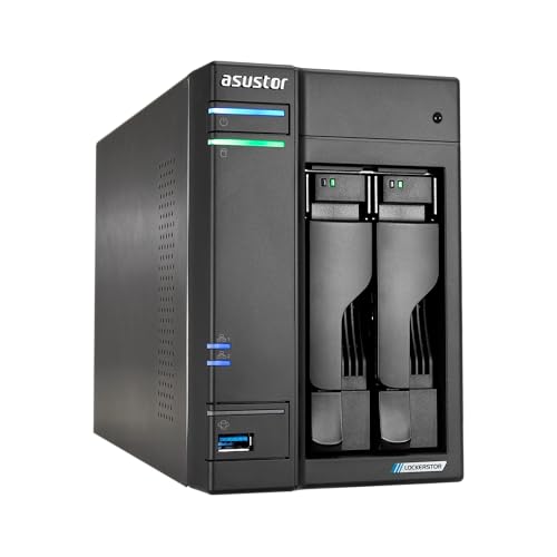 Image of Asustor Lockerstor 2 Gen2+ AS6702T v2 2 Bay NAS, Intel Quad-Core CPU, Dual 5GbE Ports, 4GB DDR4, 4 M.2 SSD Slots, HDMI, Plex Media Server, Video Editing, Creator, Network Attached Storage (Diskless)