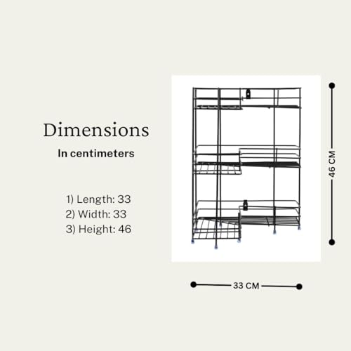 ZINBELL 3-Tier Corner Storage Rack, Black Metal, Kitchen and Bathroom Organizer, Multipurpose Storage Shelf, Floor and Wall Mount Storage Stand, Durable and Long Lasting Rack (Color: Black)