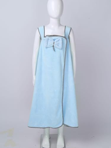 JEATHA Girls Bathrobes Cute Bowknot Press Buttons Absorbent Terrty Cloth Spa Wrap Bath Towels for Shower2