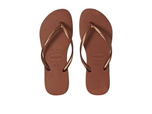 Image of Havaianas Slim Flip Flop Sandal Rust /Metallic Copper 35 /36 Brazil (US Men's 4 /5, Women's 5 /6) M
