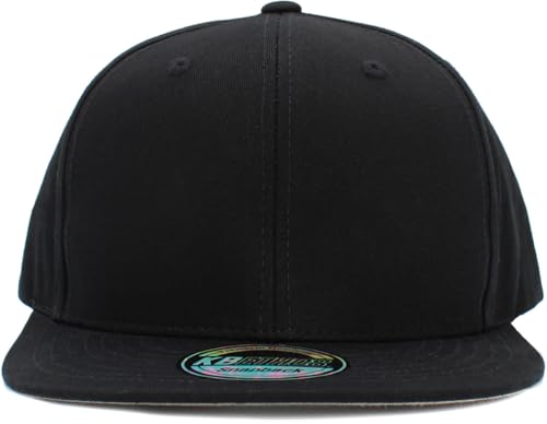 Image of KBETHOS Classic Snapback Hat Blank Cap Underbrim Cotton Wool Blend Flat Visor Adjustable Unisex