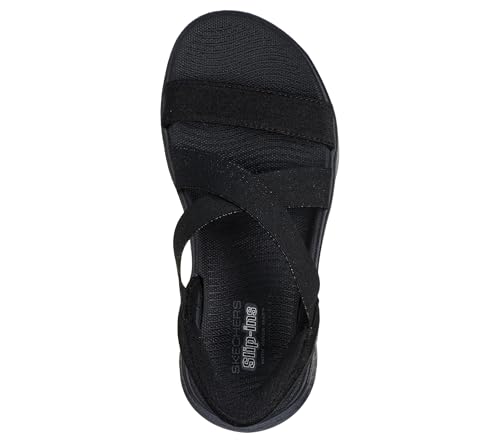 Skechers SKECHERS Women's GO Walk Flex Sandal - Glimmer Up Hands Free Slip-ins Cross Band, Black/Black 9