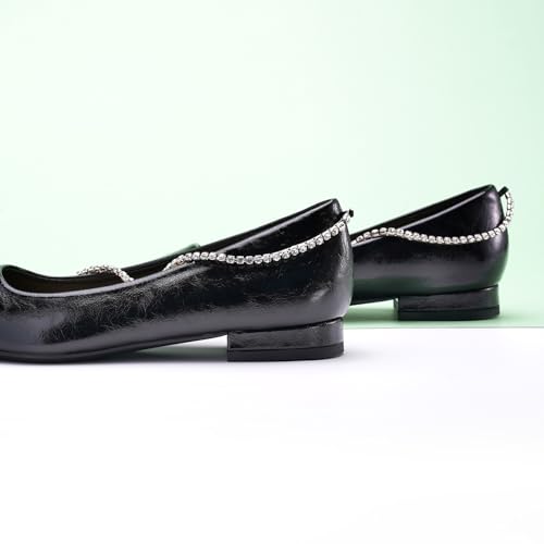 C.Paravano Crystal Chain Pointed Toe Flats Comfortable Party Dressy Shoes for Women Designer Shoes Women's Flats3