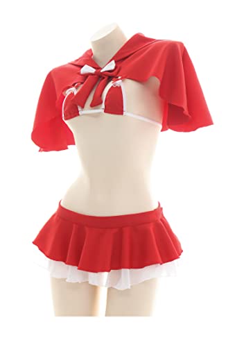 Conjunto de lingerie de Natal sexy roupa de Natal transparente Sleepwewar com capuz Anime cosplay, 3