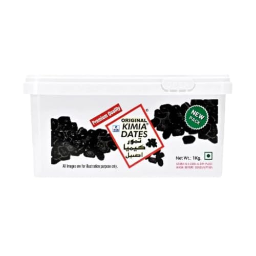 Image of Kimia Dates Original Mazafati Dates -1kg | Juicy & Delicious Khajoor, Khajur | Healthy Snacks | Rich in Fibre | Perfect for Snacking (Plastic Box)