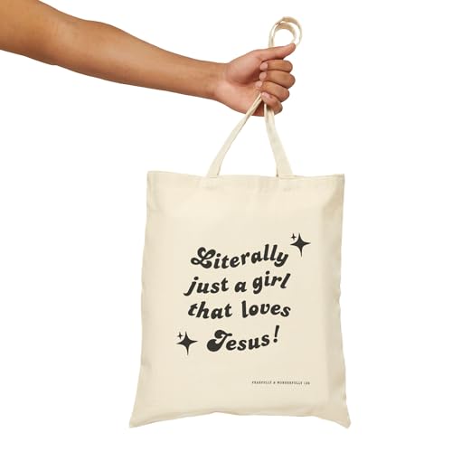 Fearfully & Wonderfully 139 Literally Just a Girl Who Loves Jesus Tote Bag | Faith-Based Canvas Bag, Eco-Friendly Reusable3