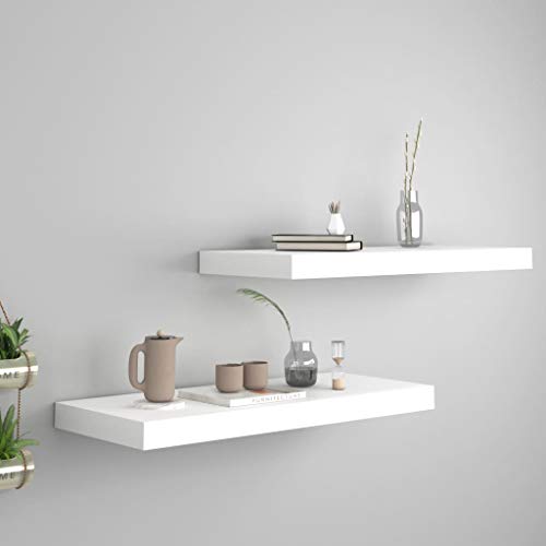 UJCHVHN - Estantería de pared flotante (60 x 23,5 x 3,8 cm, 2 unidades), color blanco