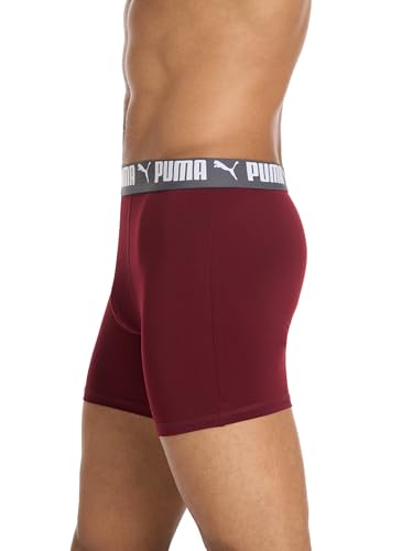 Puma Herren-Boxershorts, 5er-Pack, Rubin/Blau/Schwarz/Grau, Medium – Ansicht 4