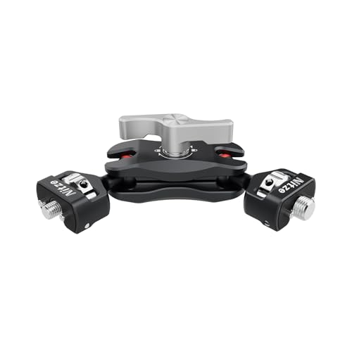 Nitze Braccio Magico Articolato per Telecamera con Doppia Testa a Sfera (Vite da 1/4" a 3/8" con Perni di Posizionamento Retrattili), Magic Arm per Monitor, Luce LED, Microfono, Action Camera - N50-G2