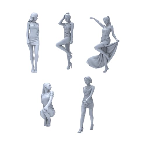 Figura femenina de resina sin pintar 1/72 set 5 piezas miniatura 1