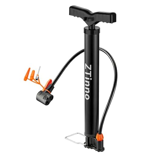 ZTinno Floor Bike Pump Portable, Classic Bicycle Pump, Portable Bike Tire Pump with Dual Presta & Schrader Valves, Attached Ball Needles, Bike Air Pump for Bike Tires, Balls