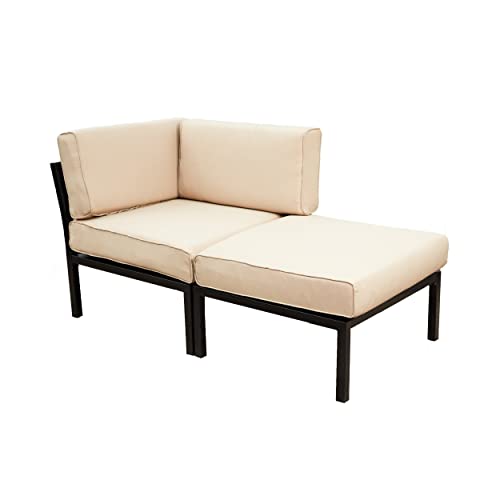 Image of LOKATSE Home 2 Piece Corner & Armless Sofa Outdoor Furniture Sectional Couch Set Patio Loveseat