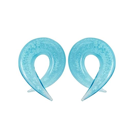 6mm-16mm Blue Glass Twisted Ear Tapers Spiral Taper Plugs Earrings Glow in The Dark Twisted Ear Gauges Plug Hanging Taper Stretchers Expander Piercing Jewelry, 14mm - 9/16", Glass, no gemstone