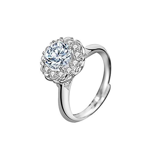Bague Réglable Argent Femme, le cadeau idéal avec sa fleur en moissanite étincelante