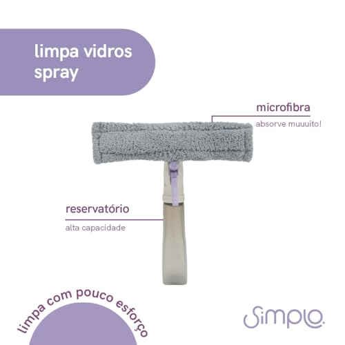 Simplo - Limpa Vidros 3 em 1 com Rodo, Spray e Reservatório
