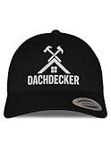 tshirtladen Snapback-Cap DACHDECKER – Schwarze Cap mit Stick für Dachdecker, Handwerker und Männer mit Werkzeug, Berufsehre und Leidenschaft fürs Dachdeckerhandwerk