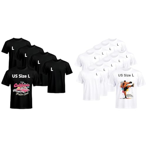 Joyclub Bundle of 5 PCS Black Blank t Shirts and 10 PCS Blank T-Shirts