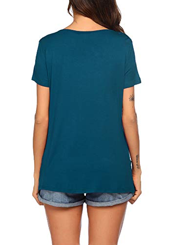 Ekouaer Maternity Clothes Women's Nursing Tops For Breastfeeding Tee Shirts Summer Short Sleeve Pregnancy Shirts Blouses Teal,Xl #TOP4