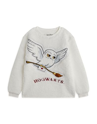 Harry Potter Kids Pajama Set | Hogwarts Hedwig Long Sleeve Sherpa Fleece Top & All Over Print Loungewear Bottoms4