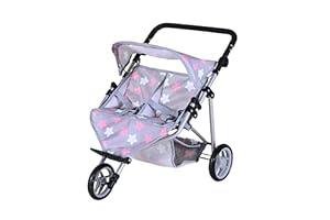 Knorrtoys 16744 Zwillingspuppenwagen Star Grau Rosa