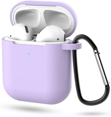 Silicone AirPods Case with Keyring Attachment Using Carabiner Clip  Compatible With 1st & 2nd Generation - Works With Wired & Wireless Charging (Grass Green)