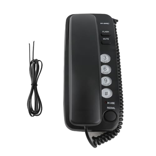 Teléfono fijo con cable para pared y escritorio, negro miniatura 4