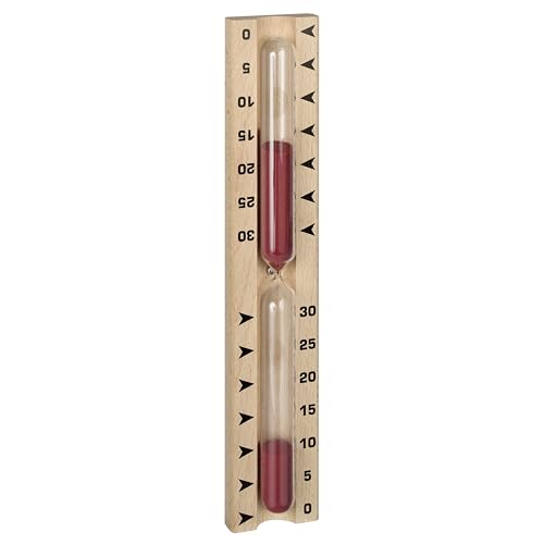 TFA Dostmann Sauna Sanduhr, 40.1046, aus Buche, Saunazubehör, 0 bis 30 Minuten, Braun-rot, L 52 x B 33 x H 286 mm – Ansicht 1