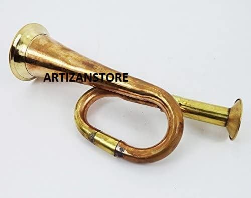 Miniatura 2 de Militar Ejército Chino Latón y Cobre Soplando Bugle Ataque Guerra Comando Señal Cuerno 6 Pulgadas