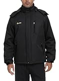 Mnking Chaqueta Esquí Impermeable Hombre Lana Cazadora Montaña Snowboard Invierno Forro Polar Cálida Antiviento Abrigos con Capucha Desmontable Exterior CFY226M-Black-M