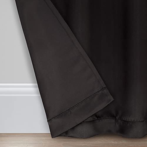 ECLIPSE Blackout Curtains for Bedroom-Darrell 37" x 84" Insulated Darkening Single Panel Rod Pocket Window Treatment Living Room, Black