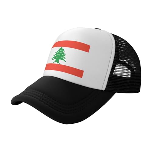 Casquette De Baseball Drapeau Liban RéGlable à Bouton-Pression Casquettes De Baseball pour Homme Et Femme Noir Classique Course à Pied,EntraîNements Casquette De Golf