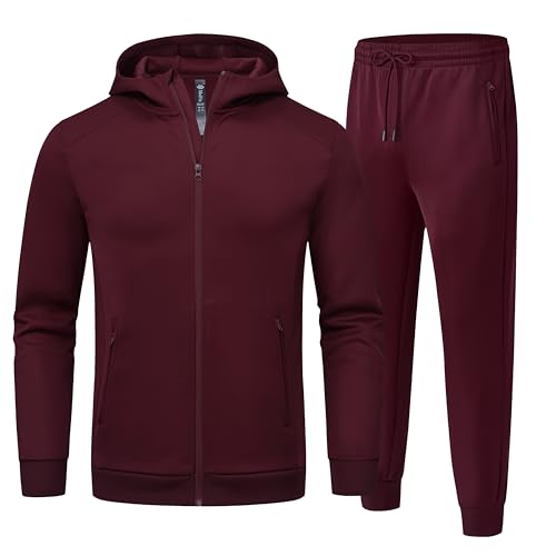 AjezMax Survêtement pour homme à manches longues Couleur unie Survêtement de loisirs sport de course avec fermeture éclair