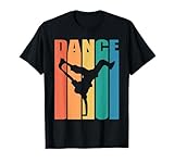 Ropa de baile retro hip-hop. La camiseta Breakdance B-Boy presenta la silueta vintage de un bailarín de breakdance realizando 