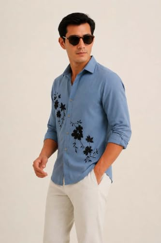 Image of Lymio Men Shirt | Premium Embroidered Shirt for Men | Long Sleeve Slim Fit Casual Shirts for Men | Trendy Wedding & Festive Ready (Packs Also Available) (01-04)