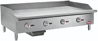 Kratos 48" Wide Commercial Countertop Griddle, Gas Hot Plate for Restaurants, Manual Controls, 4 Independent Burners, Powerful 120,000 BTU Output 29Y-006
