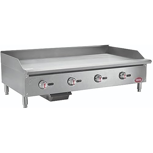 Kratos 29Y-006 48" Commercial Restaurant Gas Countertop Griddle, Manual Controls, 4 Burners, 120,000 BTU Output