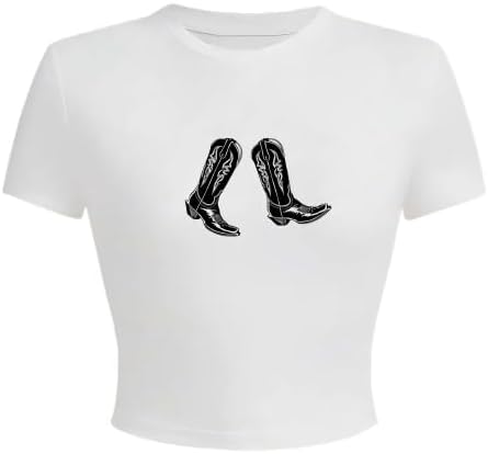 Howdy Baby Tees for Women Western Cowgirl Crop Top Vintage Y2K Cowboy Boots Cami Shirts - Image 3